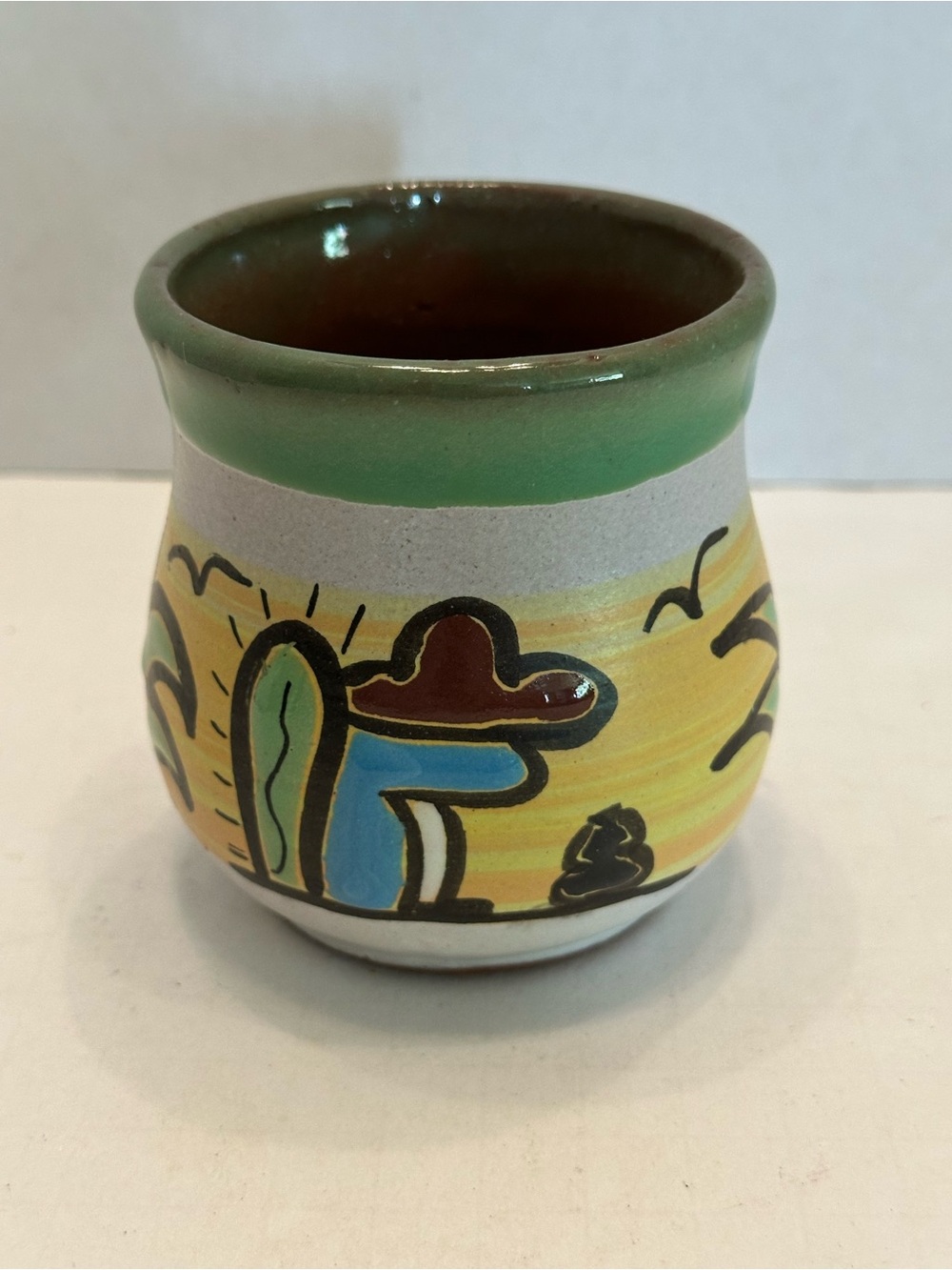 Mexican Siesta Hand-Painted Clay Terracotta Coffee Mug